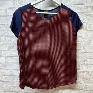 ANN Taylor short sleeve‎ blouse women’s a size large red and blue checkered
